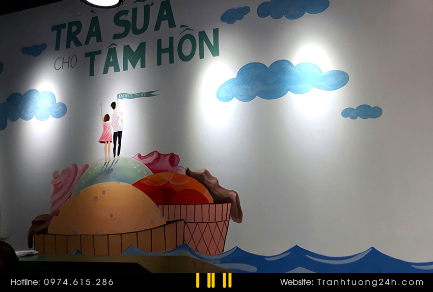 vẽ tranh tường trà sữa